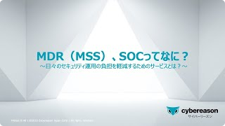 MDR（MSS）、SOCってなに？